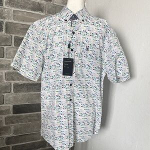 Men's White Multicolor Patterned Shirt
